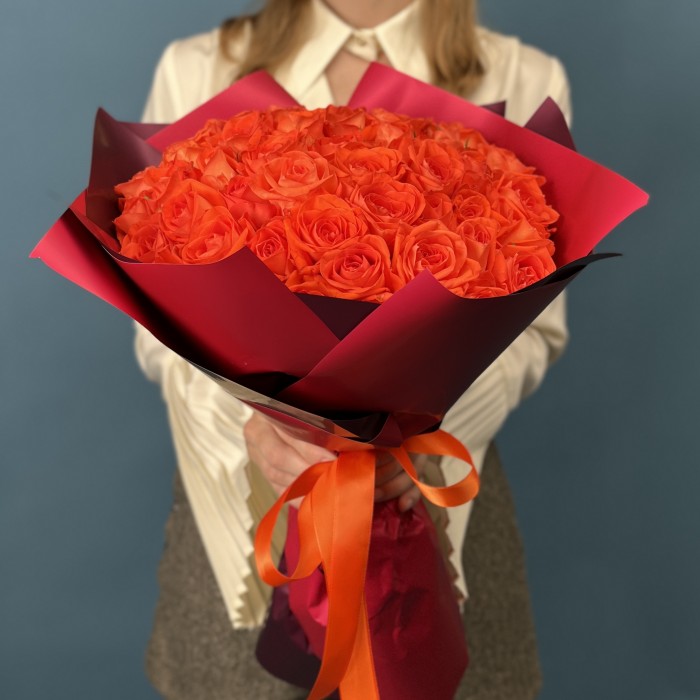 51 оранжевая Роза копакабана 40 см