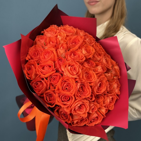 51 оранжевая Роза копакабана 40 см