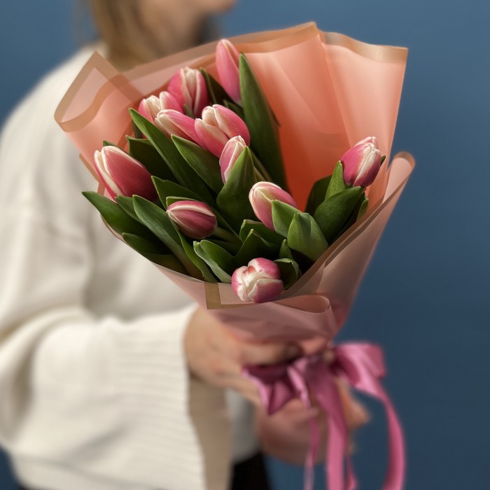 11 малиновых тюльпанов Камалия