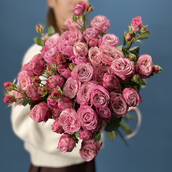 11 кустовых пионовидных роз Леди Бомбастик 50 см