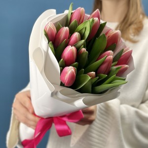 15 малиновых тюльпанов Камалия