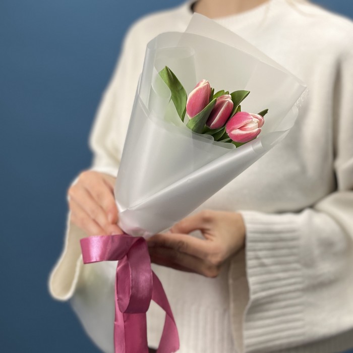 3 малиновых тюльпана Камалия