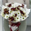 13 кустовых хризантем Бакарди с ромашкой