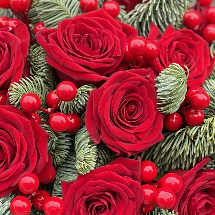 11 красных роз Наоми с нобилисом