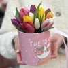 15 тюльпанов микс в коробке Котик