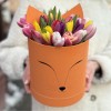 25 тюльпанов микс в коробке Лиса