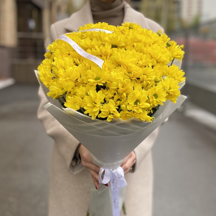 15 желтых кустовых хризантем Бакарди