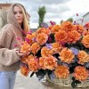151 пышная оранжевая роза Фри Спирит в корзине