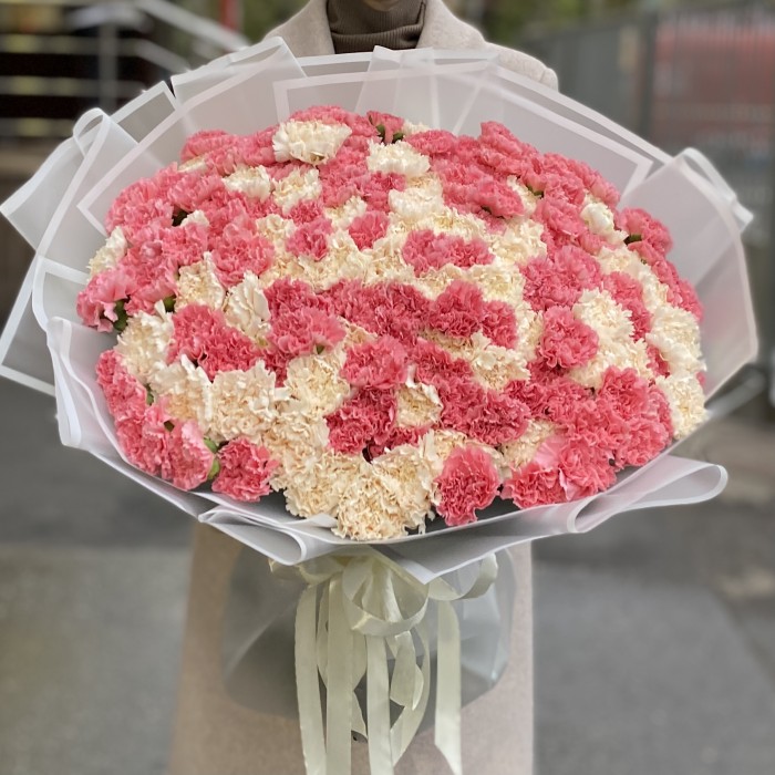 151 розовая и персиковая гвоздика