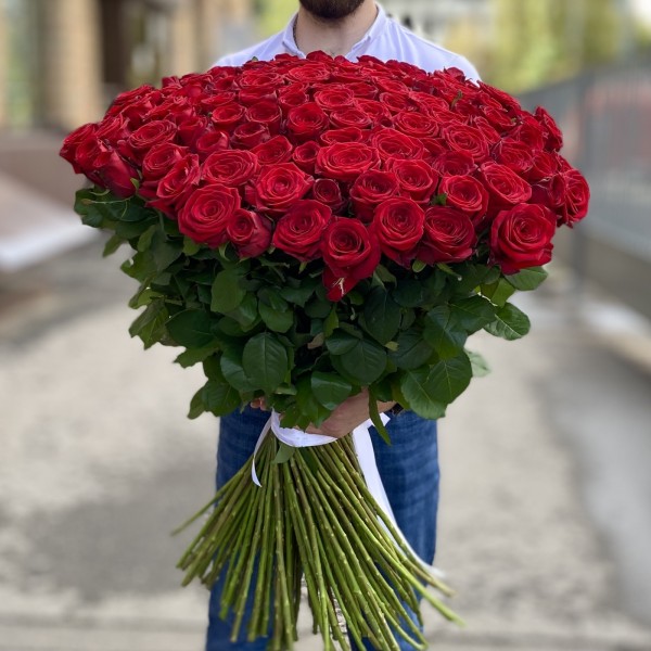 151 красная роза Ред Наоми 90 см