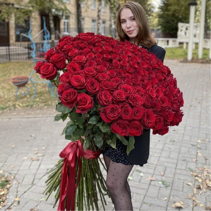 151 ароматная красная роза 130 см