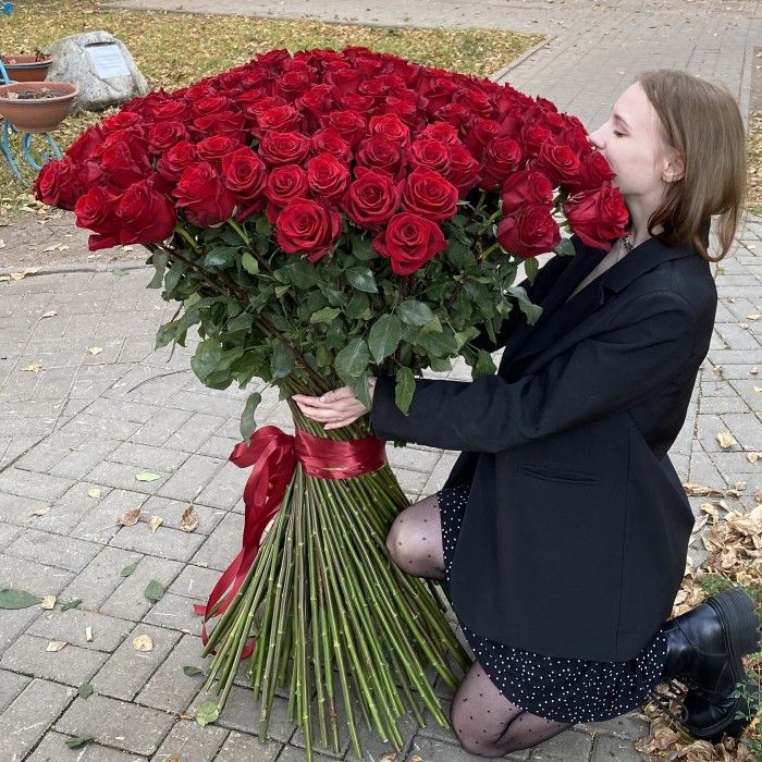 151 ароматная красная роза 130 см