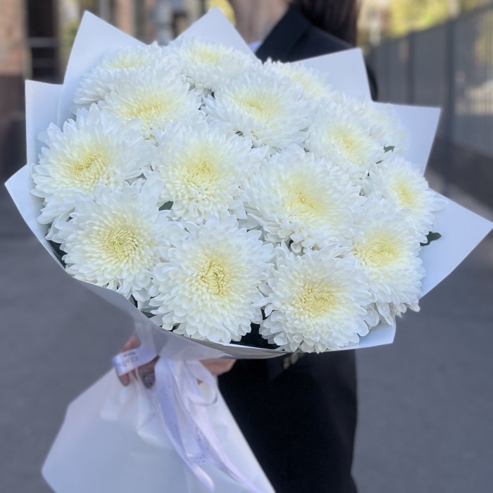 15 белых хризантем Магнум