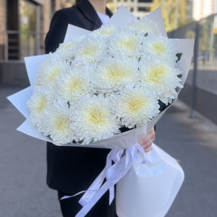 15 белых хризантем Магнум