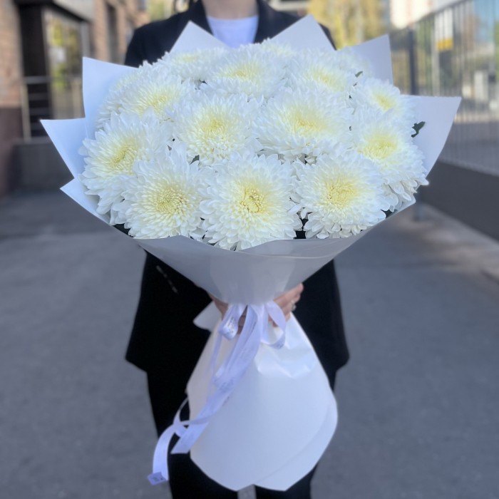15 белых хризантем Магнум