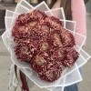15 бордовых хризантем