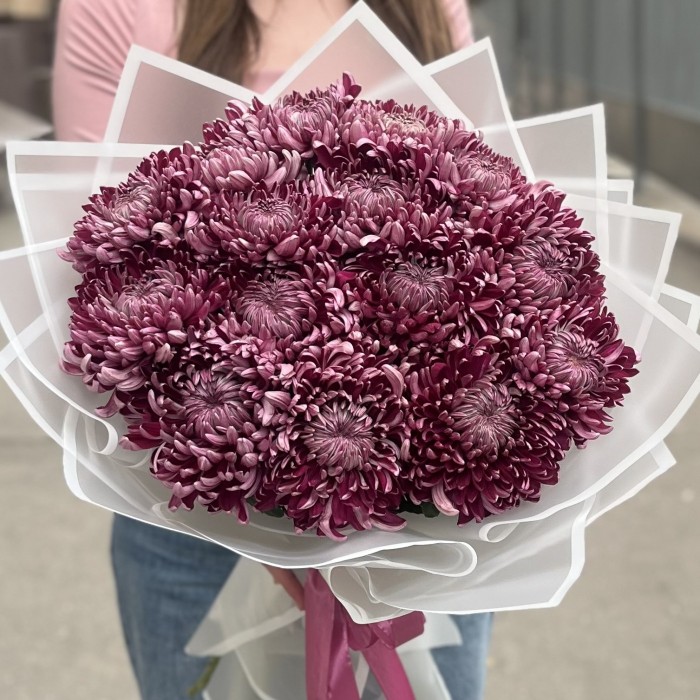 15 фиолетовых хризантем