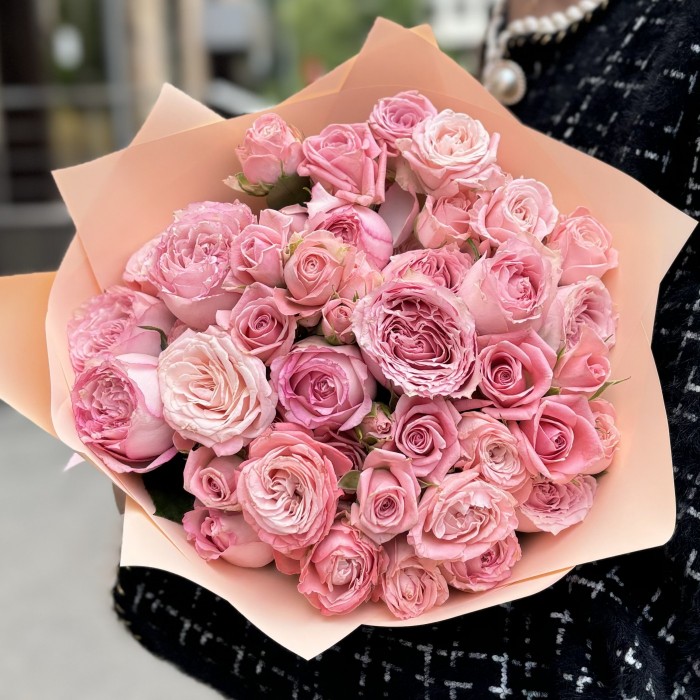 15 кустовых роз Розовый Микс