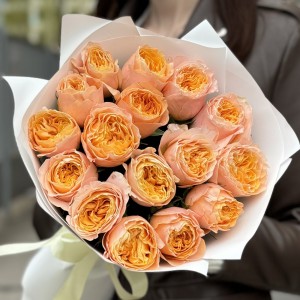 15 оранжевых пионовидных роз Имэджин