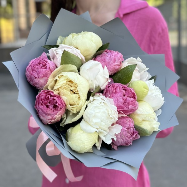 15 пионов ароматный микс в упаковке