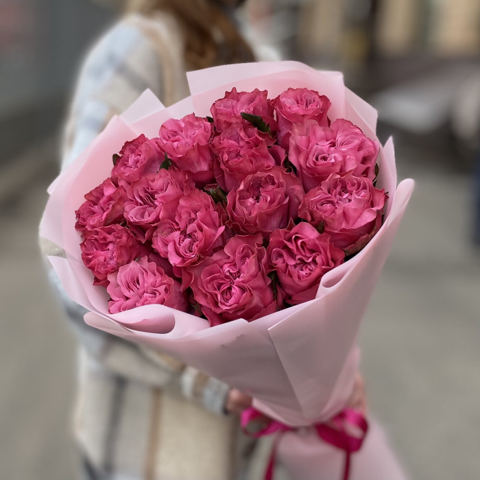 15 пионовидных роз Кантри блюз 50 см