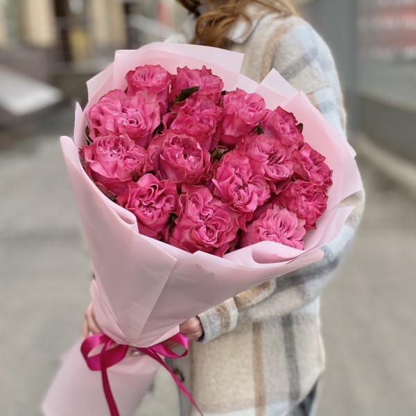 15 пионовидных роз Кантри блюз 50 см