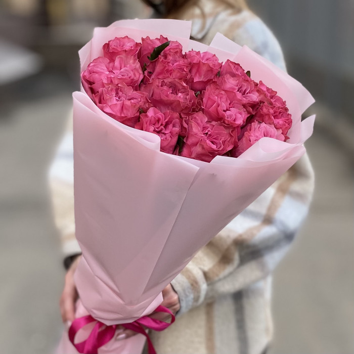 15 пионовидных роз Кантри блюз 50 см