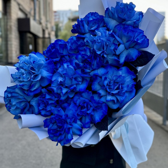 15 пышных синих роз