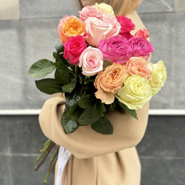 15 роз пастельный MIX