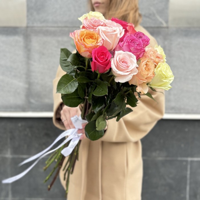 15 роз пастельный MIX