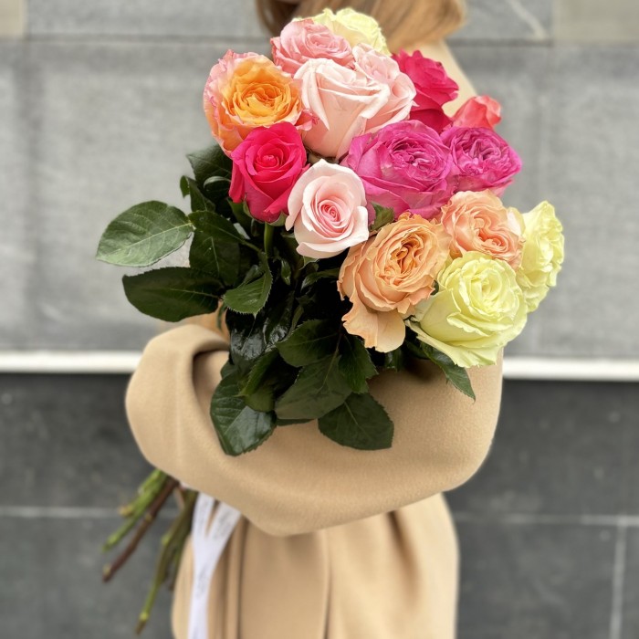 15 роз пастельный MIX