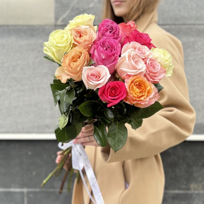 15 роз пастельный MIX