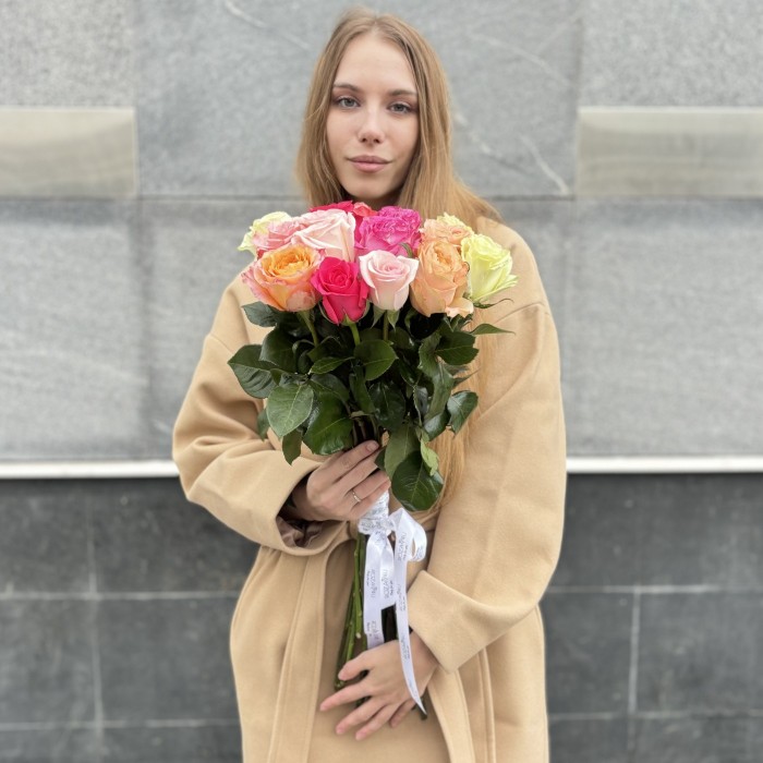 15 роз пастельный MIX