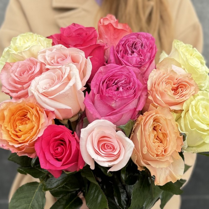 15 роз пастельный MIX