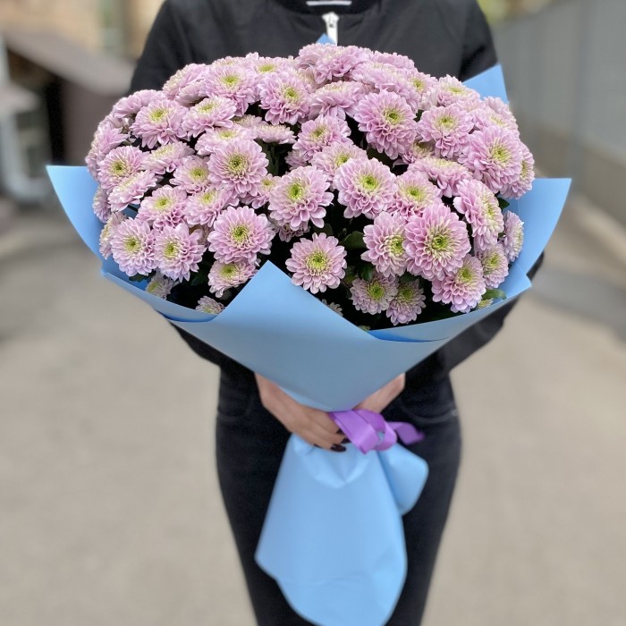 15 розовых кустовых хризантем Романс