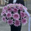 15 сиреневых хризантем в корзине