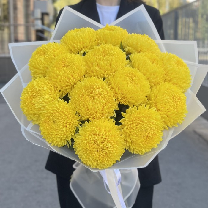 15 желтых хризантем