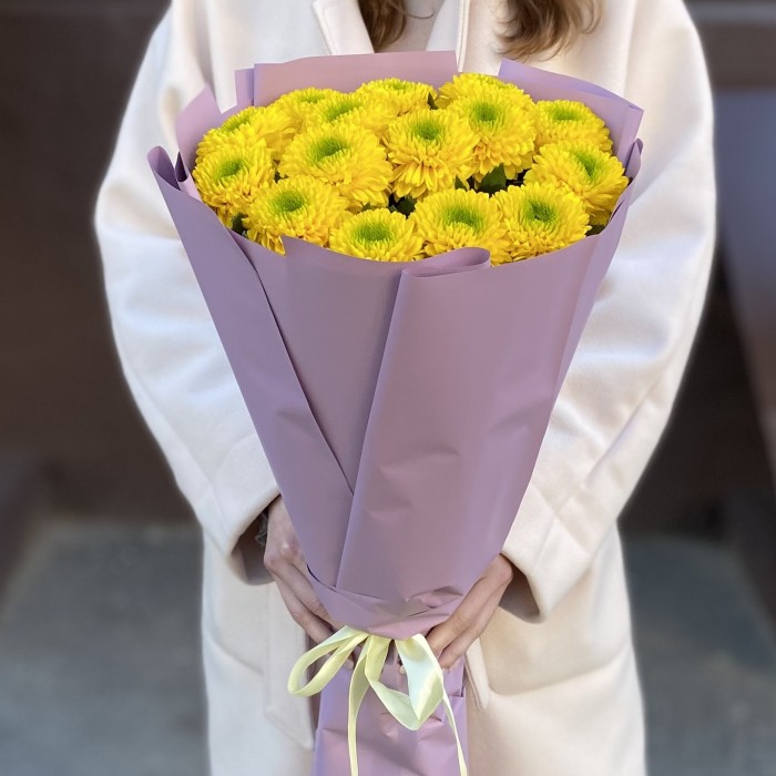 15 жёлтых хризантем Помпон