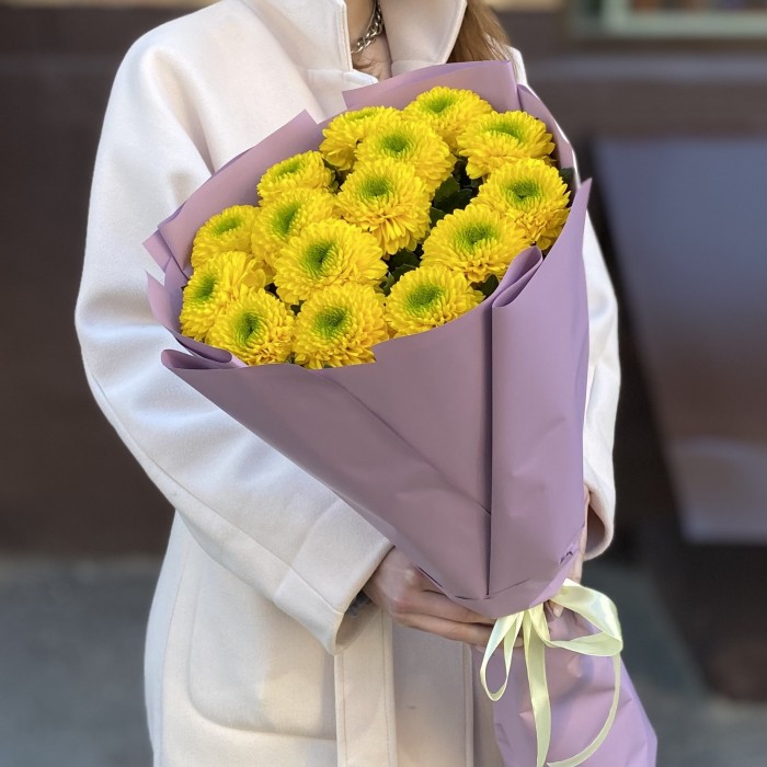 15 жёлтых хризантем Помпон