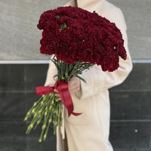 40 бордовых гвоздик