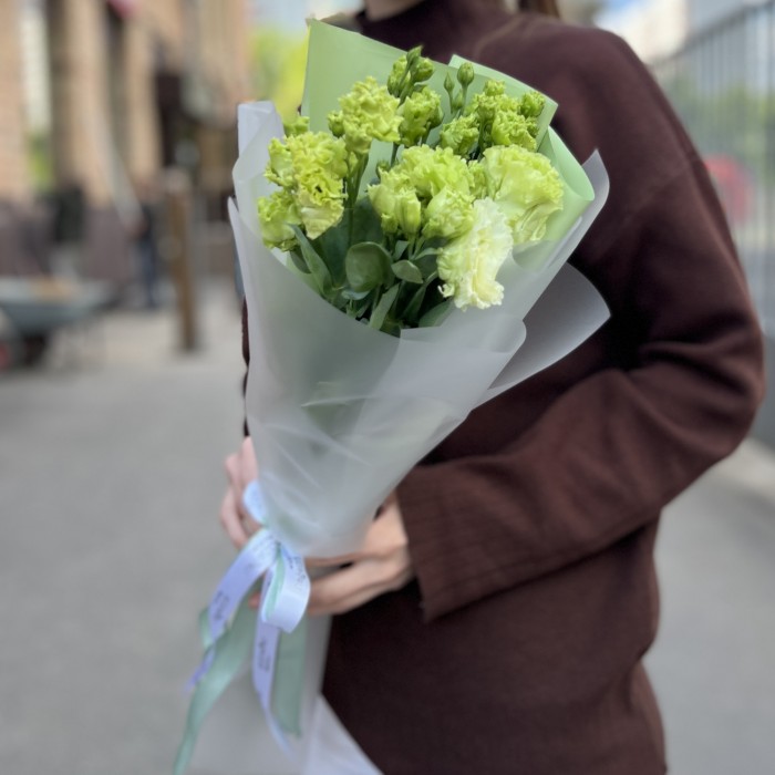 5 зеленых махровых эустом