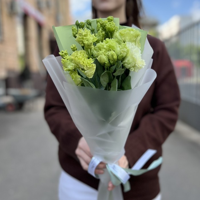 5 зеленых махровых эустом