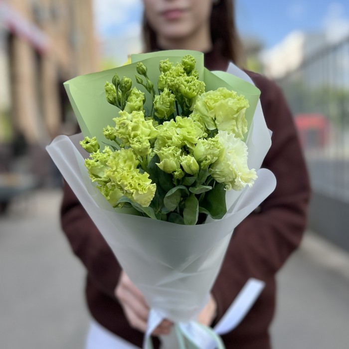 5 зеленых махровых эустом