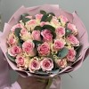 25 нежно-розовых роз Топ Гир с эвкалиптом