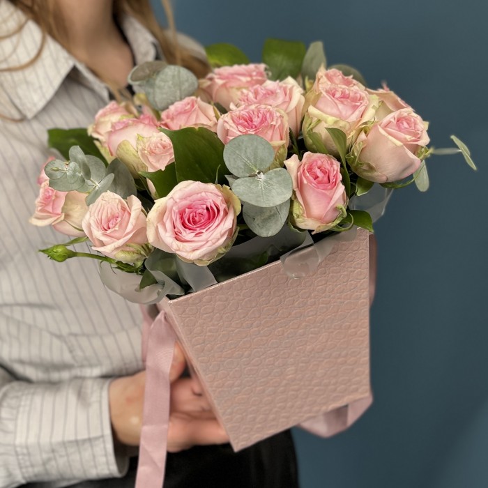 21 нежно-розовая роза Судоку в коробке
