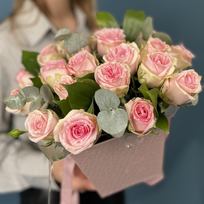 21 нежно-розовая роза Судоку в коробке