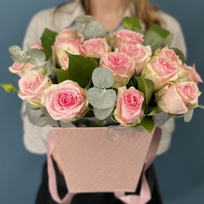 21 нежно-розовая роза Судоку в коробке
