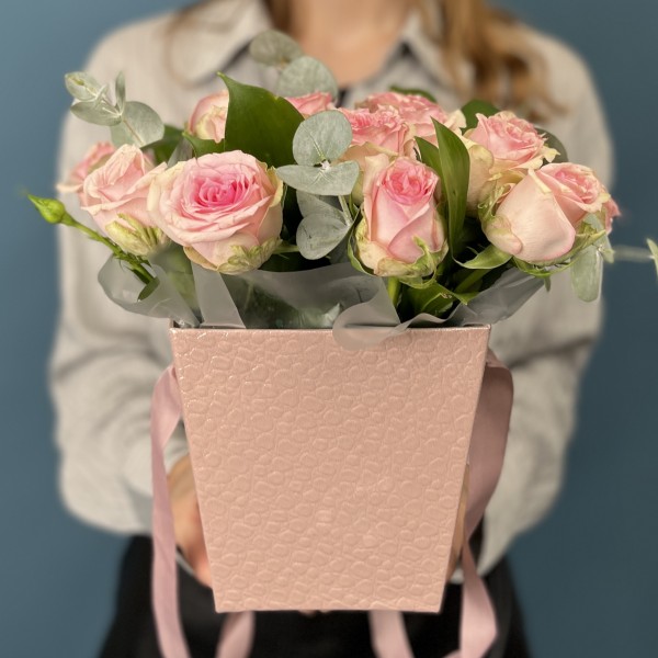 21 нежно-розовая роза Судоку в коробке