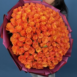 151 оранжевая роза Конфиденшл 40 см