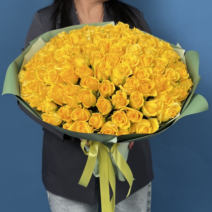 151 желтая роза 40 см
